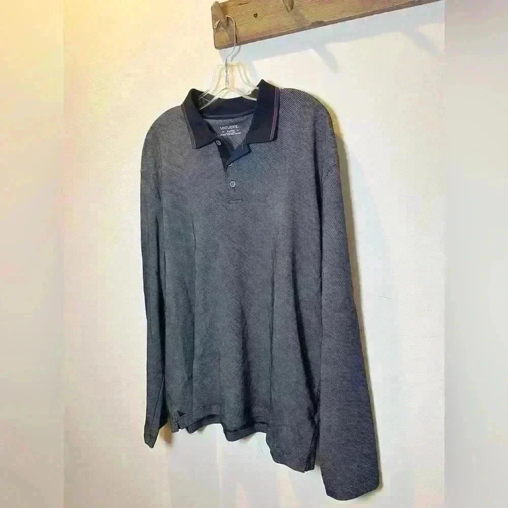 UNTUCKit Polo Shirt Mens XL Large blue Boscarelli Long Sleeve Stretch